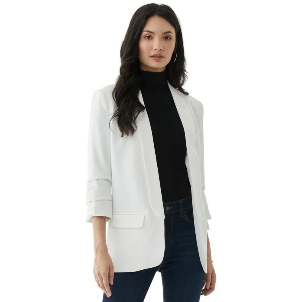 Scoop Boyfriend Blazer with Scrunch Sleeves